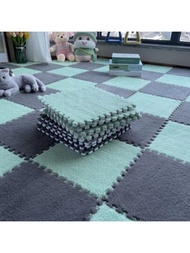 6入組拼接方形地毯，卧室地毯，INS風格地墊床頭墊嬰兒爬行防滑墊粉色白色紫色