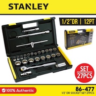 [ STANLEY ] (86-477) 26pcs 1/2" Drive Socket Set | Metric 10–32mm 12PT Spark Plug Socket 13/16" | Fl