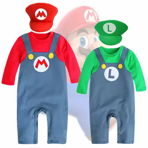 0-2Y Toddler Mar Costume Animation Game Louis Brothers Jumpsuit Halloween Cotton Harness Crawl Cloth