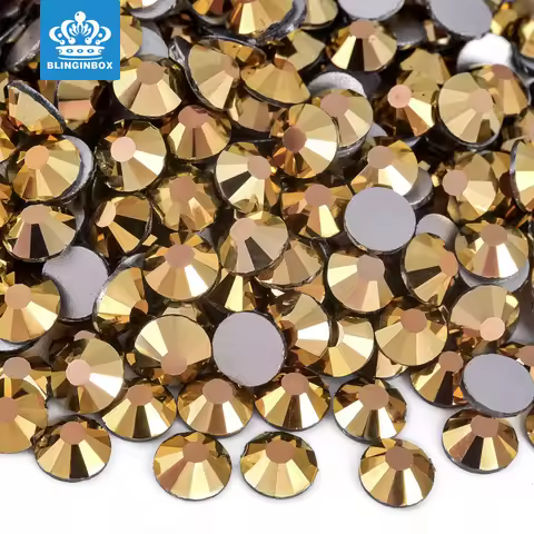 SS3-SS34 Mine Gold Nails rhinestones Glass Crystal Non HotFix Strass Aurum Glitter Rhinestone for DI