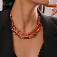 APPEAPE Colorful Necklace, Double-layer Elegant Beaded Necklace, Fashion Irregular Exaggerate Jewelr