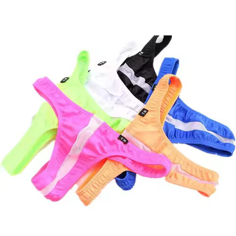 Men's Thongs Breathable Thin Ice Silk Thongs Men's T-Pants Mesh Transparent High Elasticity Low Wais