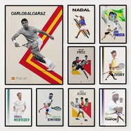 Minimalist Famous Tennis Player Poster Alexander Zverev Carlos Alcaraz Stan Wawrinka Canvas Painting
