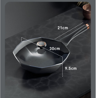 全城熱賣 - 三層加厚耐磨抗刮八角鍋不粘麥飯石平底炒菜鍋電磁爐燃氣灶專用(米白色)28cm