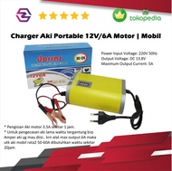 charger aki accu portable dorras 12v/6a motor | mobil