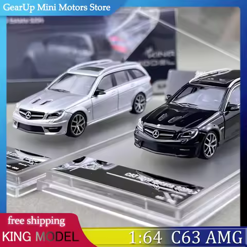KING MODEL 1:64 Benz C63 AMG S204 Estate Black Silver Alloy Diecast Car W204 Wagon Hot Station Wagon
