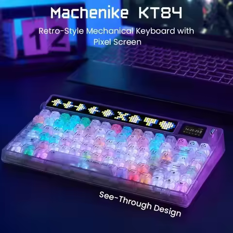 KT84 Mechanical Keyboard Wireless Hot Swap RGB LED and Wisdom Screen Ergonomic Customizable Esports 