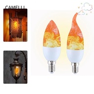 CAMELLI LED Flame Light Bulbs, E14 E27 2W Candle Fire Light Bulb, Durable Plastic Chandelier Base Fl