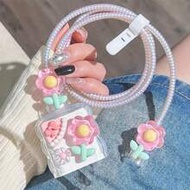 5pcs Wave Transparent Flower TPU Charging Adapter Protective Case, Compatible With Apple 18W/20W Fas