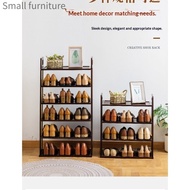 5-Tier Solid Wood Shoe Rack With Rattan Side Panel Multi Layer Entryway Shoe Storage Shelf With Hook