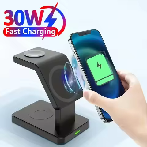 3 In 1 Magnetic Wireless Charger Stand for iPhone 12 13 14 15 Pro Max Apple Watch 1-8 AirPods Macsaf