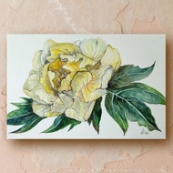 黃牡丹畫原創水彩藝術植物花卉藝術品花