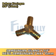Y CONNECTION NEPEL 5/8 INCH BRASS HOSE CONNECTION 3 WAY Y CONNECTOR