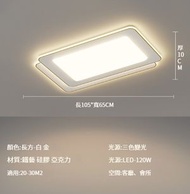客廳簡約吸頂燈【白金客廳燈：105cm-120W】