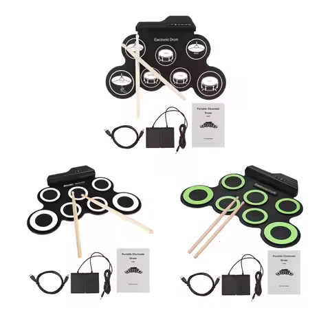 Portable Portable Electronic Drum Set, Musical Instrument Drum Kits, Compact