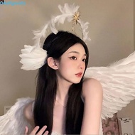 ALLGOODS Feather Glory Crown Headband, Glory Shape Dress Up Props Virgin Mary Queen Tiara, Hair Deco