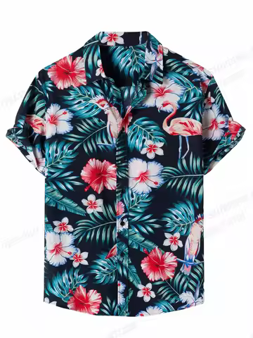 Floral Shirts Men's Fashion Shirts Hawaiian Casual Camp Vocation Beach Blouse Cuba Lapel Shirt Turn-