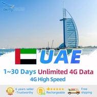 Wefly UAE SIM Card 1-30 Days Unlimited 4G Data Daily 500MB/2GB Dubai eSIM United Arab Emirates