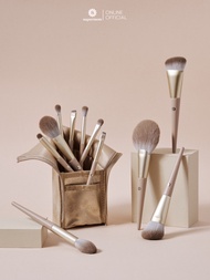 SUPERMOM l Warm and Gray brush set (ชุดแปรงแต่งหน้าขนสังเคราะห์ เกรดพรีเมี่ยม จำนวน 11 ด้าม พร้อมกระ