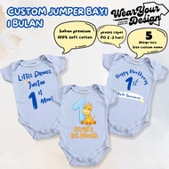 CUSTOM BABY CLOTHES 1 MONTH BLUE HAPPY ONE MONTH FREE CUSTOM NAME | JUMPER BABY NEW BORN 0-6 MONTHS 