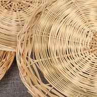 【DTR】-10 PCS 9.8 Inch Bamboo Paper Plate Holder Hand Weave Wicker Plate Holders for Parties Picnic a