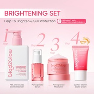 Glad2Glow Skincare Sunscreen 4pcs Set Moisturizer/Serum/Sunscreen/Cleanser Acne Brightening Repair T
