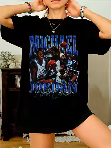 Women T Shirts Oversized Cotton Michael Jordan Retro Graphic Printed Summer Casual T Shirt Gift for 