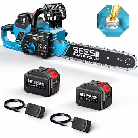 Seesii 40V 16''Cordless Chainsaw Brushless Electric Chain Saws Woodworking Tools Handheld Garden Cut