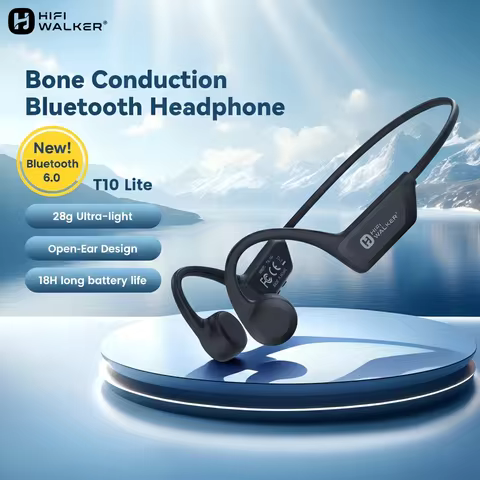 HiFi Walker Bone Conduction Headphones Bluetooth 6.0, Open Ear Wireless Sports Earphones with Microp