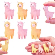 6Pcs Patung Mini Alpaca Resin, Patung Miniatur Alpaca Resin, Miniatur Alpaca Comel, Haiwan Mini Alpa
