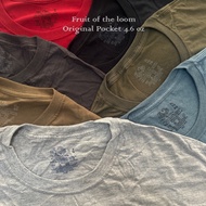 Fruit of the Loom Original Pocket เสื้อยืดแฟชั่น แขนสั้น คอกลมกระเป๋าหน้า 4.6 oz Made in El Salvador