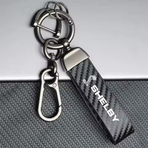 For Ford Cobra Shelby Mustang GT GT350 GT500 Focus MK3 MK4 MK5 Fiesta Carbon Fiber Leather Car Keych