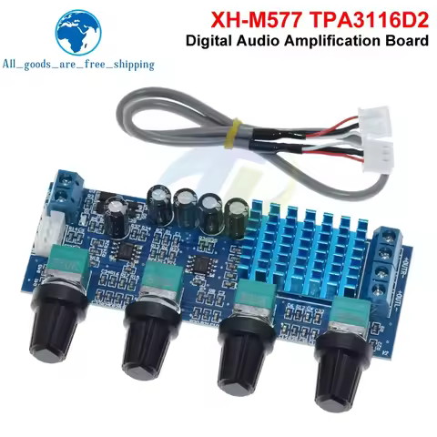 1/3PCS XH-M577 TPA3116D2 Audio High Power Tone Op Amps DC 12-24V Dual-channel Stereo 2 X 80W Digital