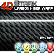 4D Black Carbon Fiber Vinyl Wrap Sticker Air Release Bubble Free Anti-Wrinkle 1 x 5 FT Feet / 12" x