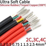 Square 0.3 0.5 0.75 1 1.5 2 2.5 4mm Ultra Soft Silicone Rubber Cable 2 3 4 Cores Insulated Flexible Copper High Wire
