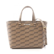 【二手】BALENCIAGABB Monogram 小號兩用購物袋，ブラウンPVC 塗層帆布，BB Monogram 兩用托特包，女士