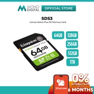 Kingston SDS3 Canvas Select Plus Class 10, UHS-I, U1/U3 SD Card Memory Card for Full HD 1080p Video 