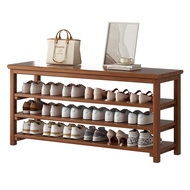 Storage Bench Bamboo Shoe Bench Simple Style Wood Entryway Bench Shoe Rack