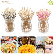TOPABC Pearl Cocktail Picks Bamboo Skewer Kitchen & Bar Fruit Picks