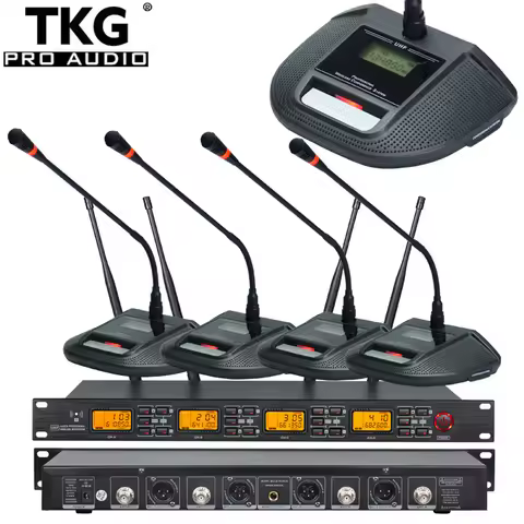 TKG UR4000C 640-690MHz UHF Sound System Gooseneck Desk Meeting Conference Wireless Microphone for Co