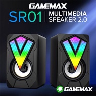GAMEMAX SR01 電腦音箱 喇叭 USB 3.5mm Multimedia speaker 2.0 RGB 燈光有線音響 雙喇叭 桌面 電腦揚聲器 喇叭揚聲器