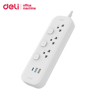 Deli ปลั๊กไฟ ปลั๊ก3ตา ปลั๊กพ่วง สีพาสเทล พร้อมสวิตช์แยก ยาว3m USB TypeC 2300W 10A คุณภาพดี มีมอก. รั