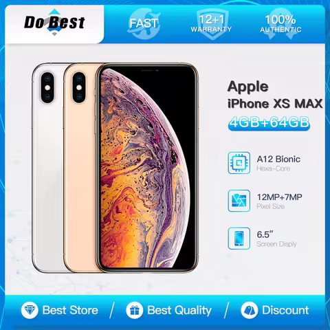 Apple iPhone XS MAX 4GB LTE Cell Phone 6.5“ Super Retina 64GB/256GB ROM Smartphone Hexa Core IOS A12