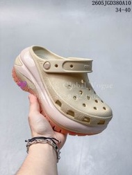 紫鑽🌟誠信商家🌟💜全新Crocs Classic Mega Crush Clog 米色粉 洞洞鞋 EVA材質 