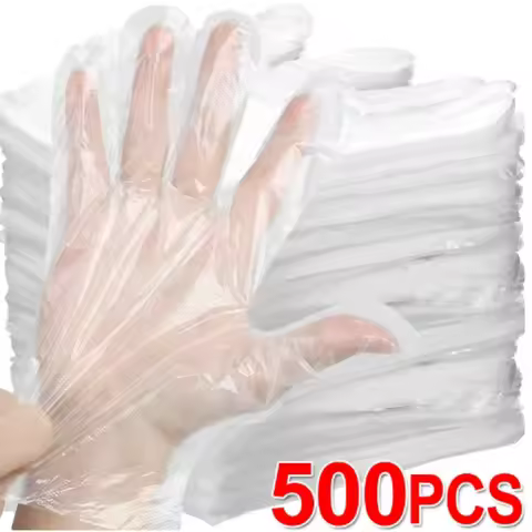 Disposable Plastic Gloves Transparent Waterproof Gloves for Kitchen Restaurant Fried Chicken BBQ Dis