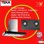TEKA LINEA 90cm Chimney Hood LDH90.1TC (1200m3/h) + 73cm Built In Gas Hob GQ 73 2G AI AL (5kw X 2) O