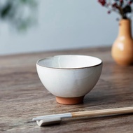 &NE Mino Ware Red Clay Rice Bowl “Hare to Ke” — White — 11 cm × 7 cm — Made in Japan — Dishwasher‑Sa