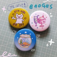 MISC BADGES ˖๋ ࣭ ⭑☆ Encouragement Cat, Melon Soda and Fish