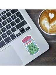 "1PC, 3 Inch Removable Outdoor Waterproof Vinyl Creative Gift Sticker - Cute Frog Jar With 'ANTIDEPR