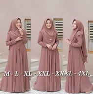 Meyra Syari Plus Khimar Gamis Syari Dan Kerudung Geblus Model Terbaru 2023 Motif Polos Bahan Moscrepe Mewah Elegan Gamis Syari Remaja Dan Hijabnya Jilbab Instan Syari Jumbo S M L XL XXL 3XL 4XL Busana Pakaian Ukhty Fashionable Kekinian BEST SELLER COD